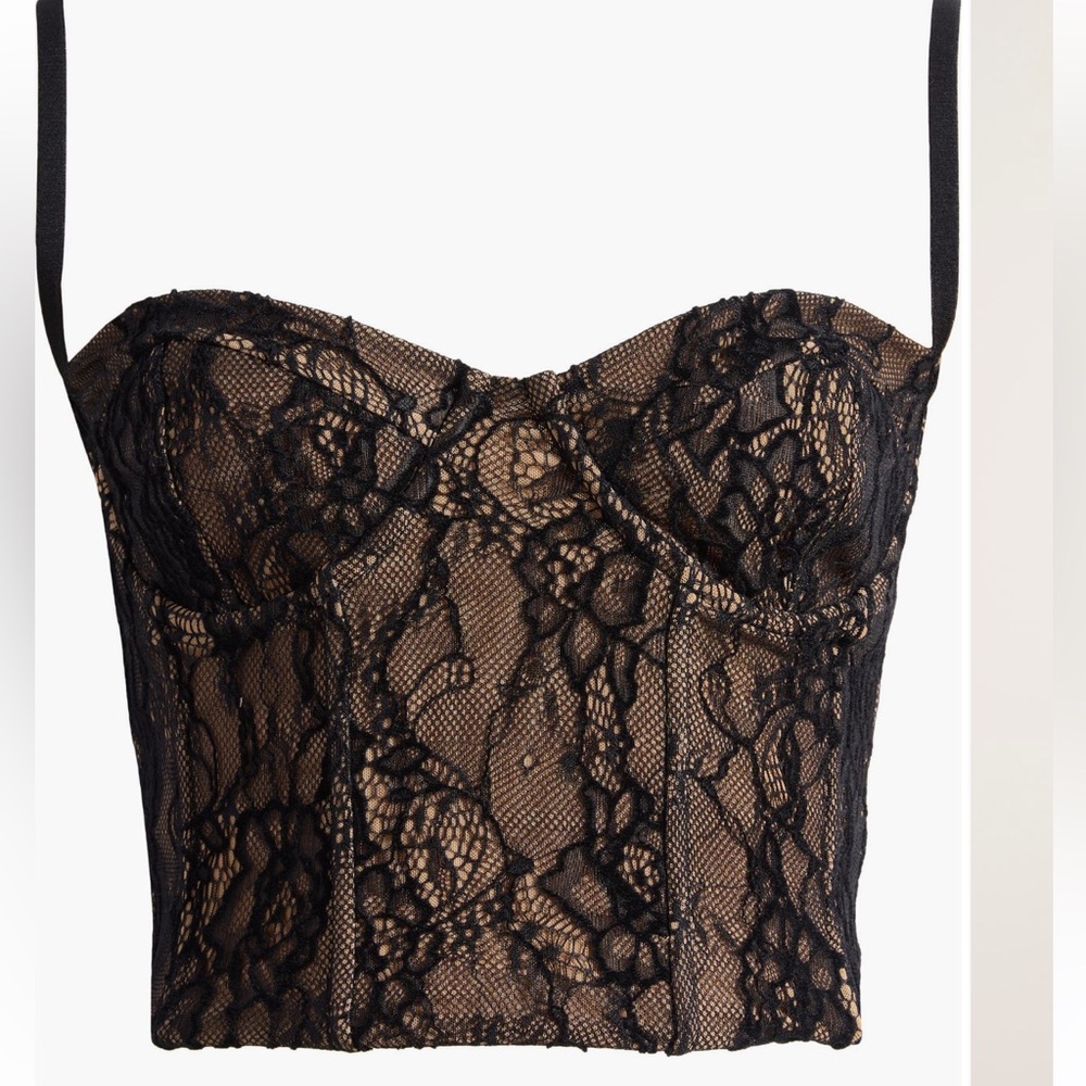 GOOD AMERICAN BLACK LACE BUSTIER LARGE - Picture 7 of 9